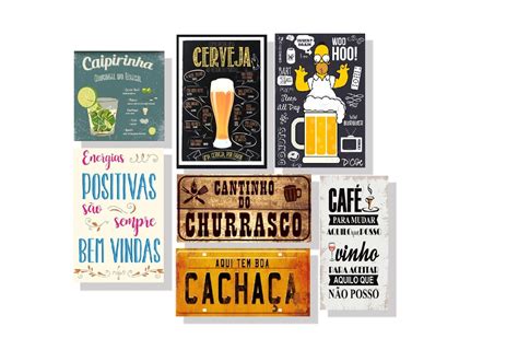 kit 7 placas decorativas bar bebidas café em mdf Elo7