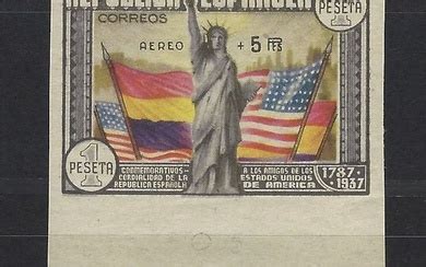 Spain 1938 USA Constitution Airmail Miniature Sheet With Comex