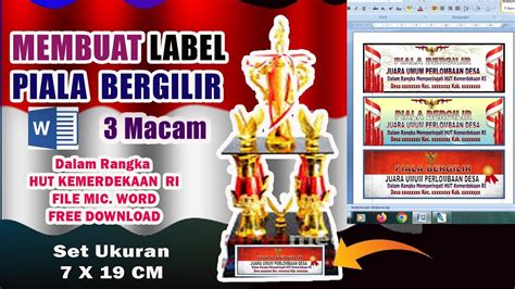 Contoh Label Piala Di Word Untuk Juara Bergilir Lomba Agustus Youtube