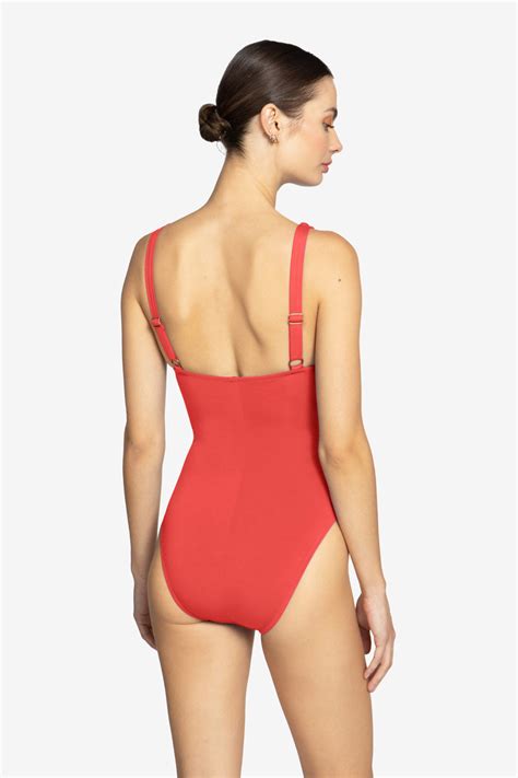 Robin Piccone Womens Ava Knot Plunge One Piece Swimsuit