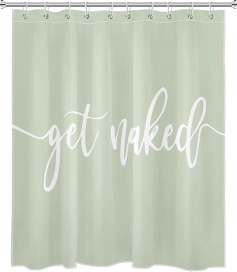 Sage Green Shower Curtain Decor Modern Funny Quotes Get Naked Shower