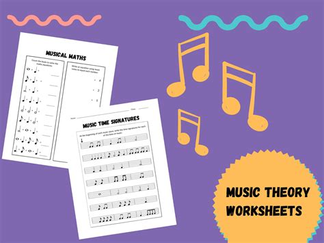 Music Theory Worksheets 5 Worksheets Printable Instant Etsy