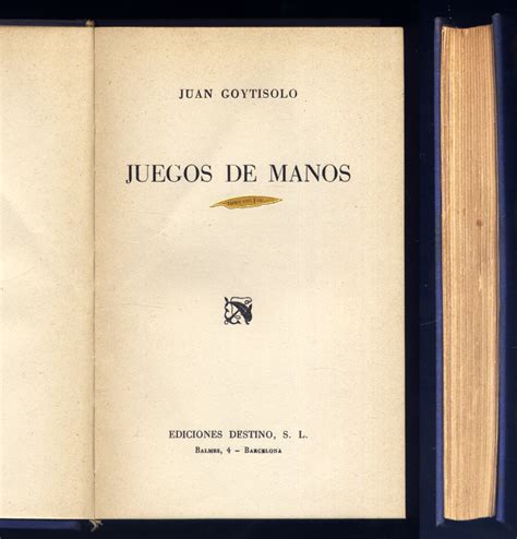 Juegos De Manos De GOYTISOLO Juan Hesperia Libros