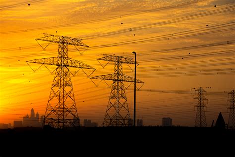 Sunset Tower Clouds Power Lines Electricity Electric Hd Wallpaper