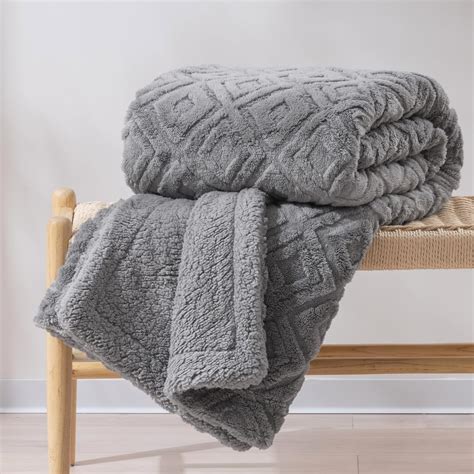 BEDSURE Decke Sofa Kuscheldecke Flauschig Grau Warm Sherpa