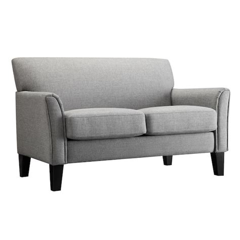 Homesullivan Durham 55 In Grey Linen 2 Seater Loveseat With Wood Legs