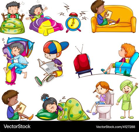 Daily activities of kids Royalty Free Vector Image