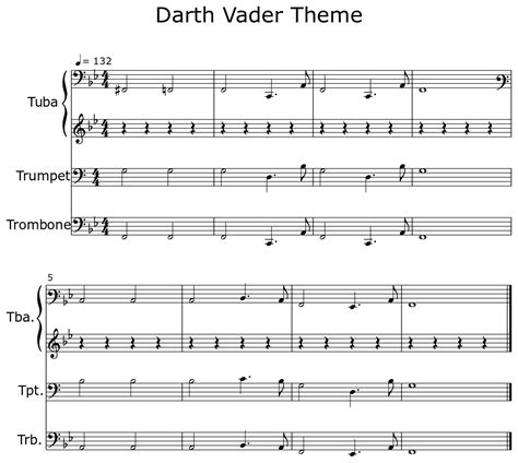Darth Vader Theme Sheet Music For Tuba Trumpet Trombone