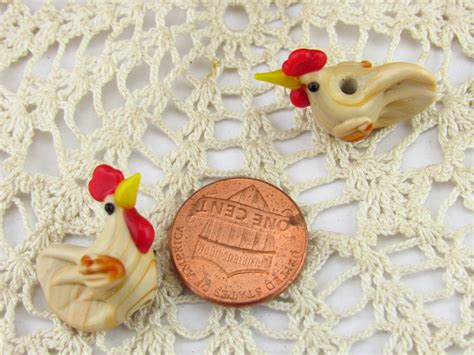 Chicken Glass Beads Lampwork Rooster Beads Glass Animal Etsy Singapore