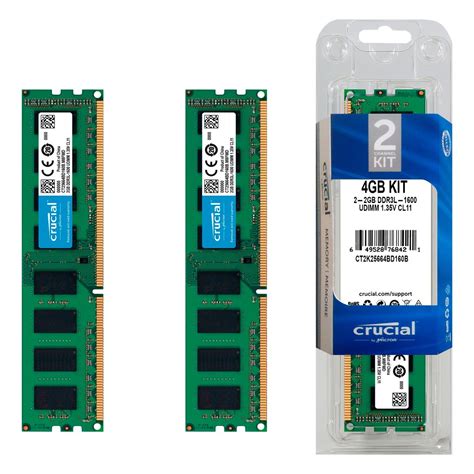 Kit De Memoria Ram Udimm Crucial 4gb 2x2gb Ddr3l 1600 Baja D S 290