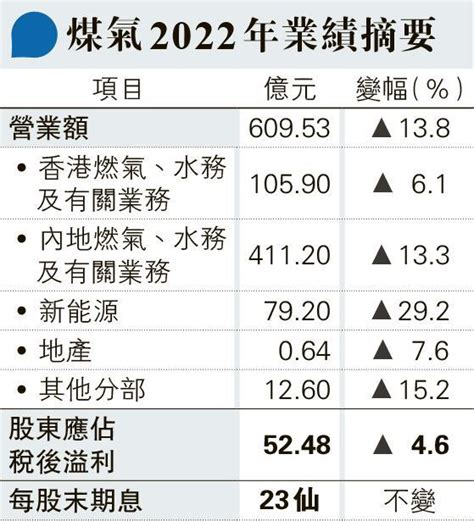 煤氣多賺5遜預期 暫不考慮復派紅股 20230318 報章內容 明報財經網