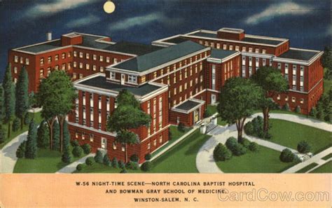 Night-time scene - North Carolina Baptist Hospital & Bowman Gray School ...