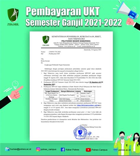 Jadwal Dan Prosedur Pembayaran Uktspp Semester Ganjil 2021 2022 Polnes Politeknik Negeri