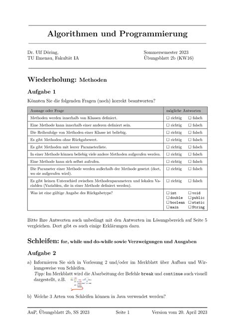 Aup23 Uebung 02b Übung Algorithmen und Programmierung Dr Ulf D