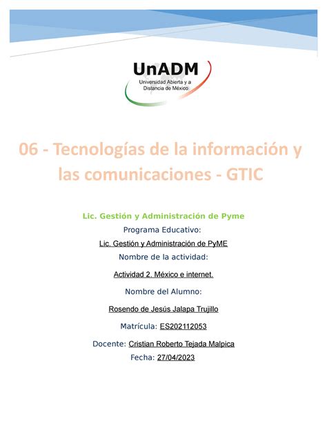 GTIC U1 A2 apuntes Lic Gestión y Administración de Pyme Programa