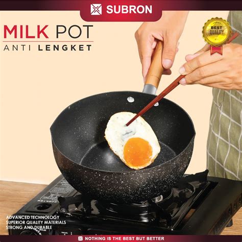 Jual SUBRON Panci Susu Hitam Anti Lengket Tebal Iron Lapis Teflon 16cm