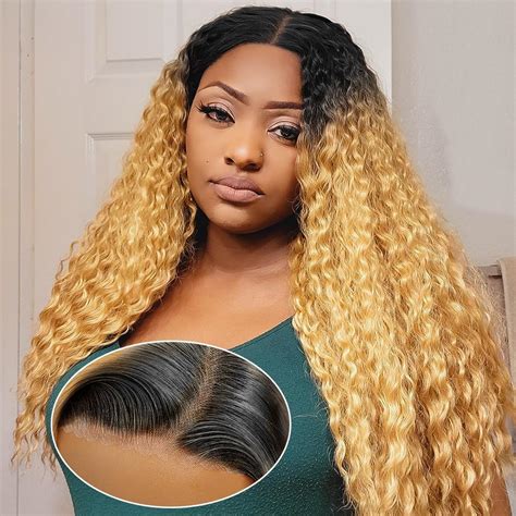 Amazon Honey Blonde Curly Lace Front Wig Human Hair 1B 27 Lace