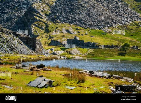 The Lake At Cwmorthin Quarry Near Tanygrisiau North Wales With A