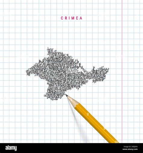 Crimea Sketch Mapa Dibujado A Mano Alzada Sobre Papel Cuadriculado