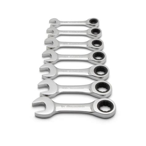 GEARWRENCH Ratcheting Wrench Set SAE Stubby Combination 7pc 9507D