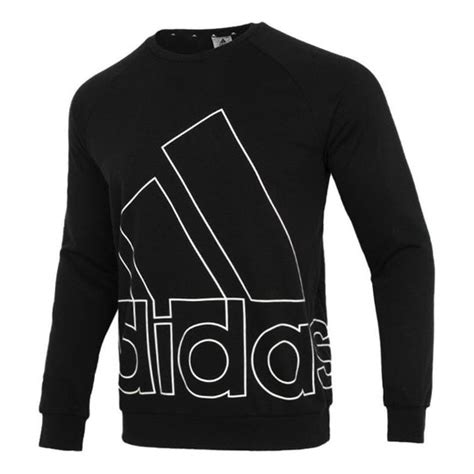 Mens Adidas Big Lo Swt Ft Logo Printing Casual Sports Round Neck Blac