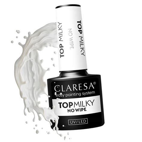 CLARESA TOP MILKY 5g NO WIPE MLECZNY TOP HYBRYDOWY UV LED DO PAZNOKCI