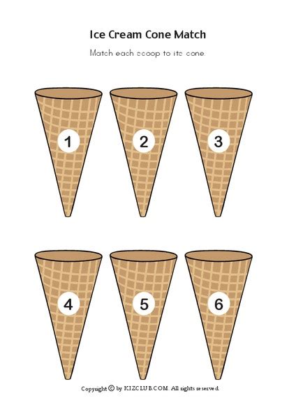 Ice Cream Number Card Worksheet For Kindergarten 1st Grade Lesson