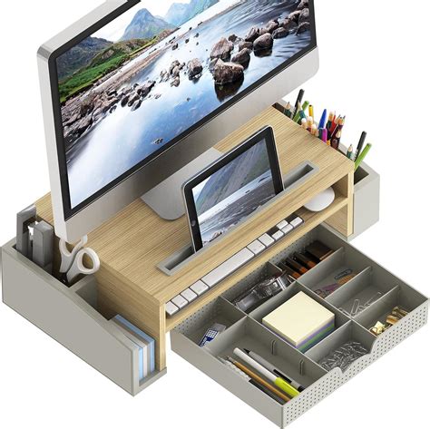 Simple Houseware Desk Monitor Stand Riser With Adjustable Organizer