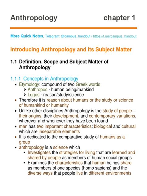 Anthropology Chapter 1 Introducing Anthropology And Its Subject Matter Pdf Anthropology Human