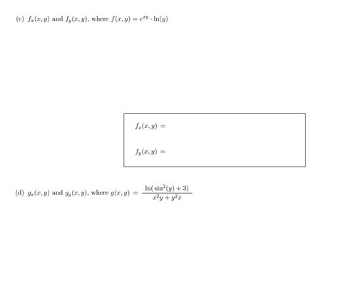 Solved C Fx X Y And Fy X Y Where F X Y Exy⋅ln Y