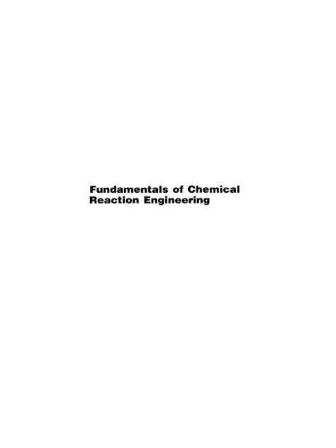 Fundamentals Of Chemical Reaction Engineering Pdf