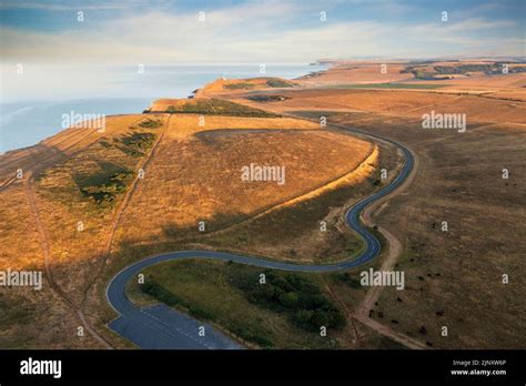 Stunning Aerial Drone Landscape Image Of Golden Hour Over Farmers