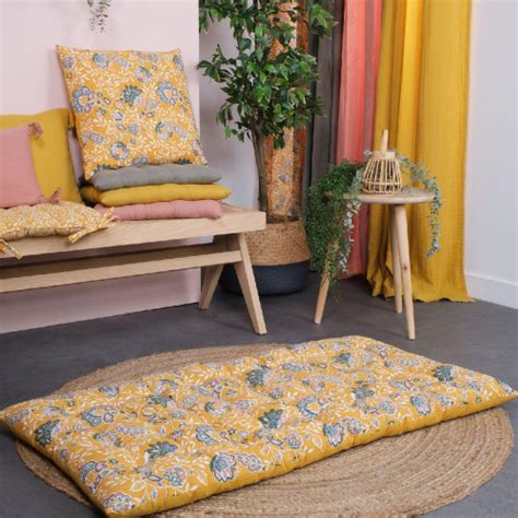 Matelas De Sol INDIAN FLOWERS Shiva 60 X 120 X 7 Cm En Gaze De Coton