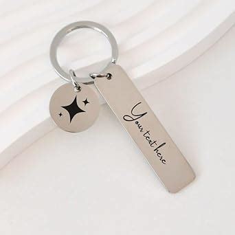 Custom Text Keychain Your Text Here Customized Keyring Engraved