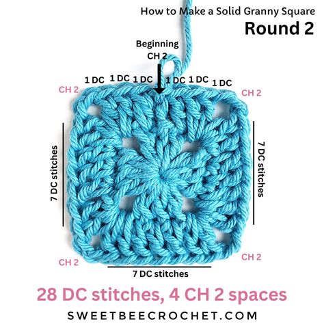 Solid Granny Square Crochet Tutorial Sweet Bee Crochet