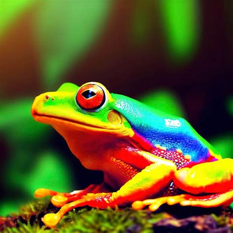 Vista De Rana De Colores Brillantes En La Naturaleza Foto Premium