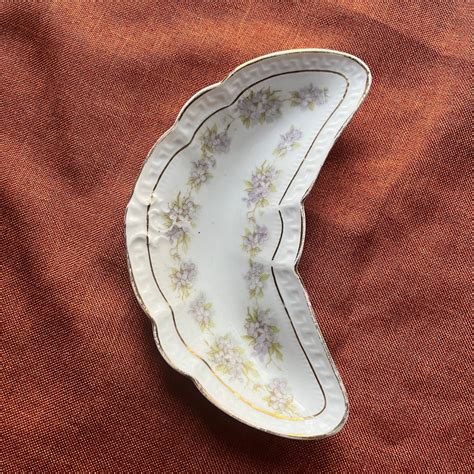 Vintage Z S C Bavaria Floral Crescent Bone Dish Etsy