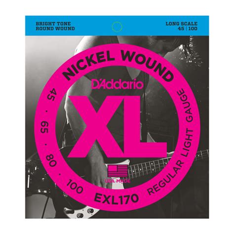 Juego de 4 cuerdas para bajo eléctrico XL Nickel Wound 045 100 D