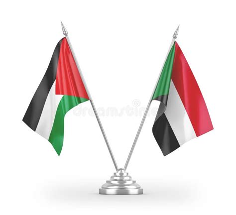 Sudan and Palestine Table Flags Isolated on White 3D Rendering Stock ...