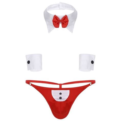 Yonghs Fr Costume Serveur Homme Sexy Ensemble Lingerie Erotique Cosplay