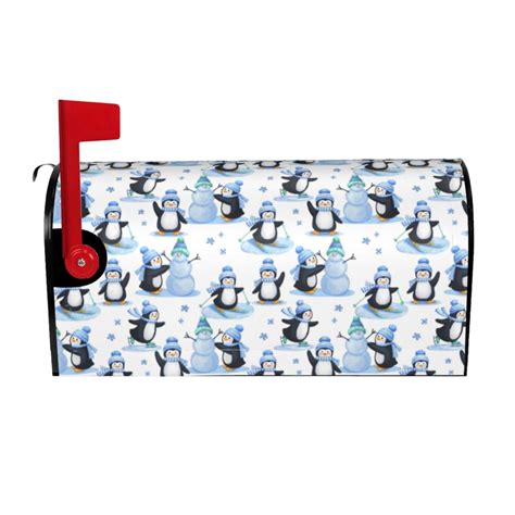 Daiia Playful Penguins And Snowmen Mailbox Cover Magnetic Welcome