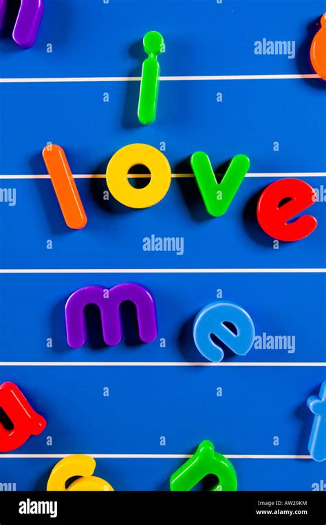 An Image Showing Fridge Magnet Letters Saying I Love Me Stock Photo