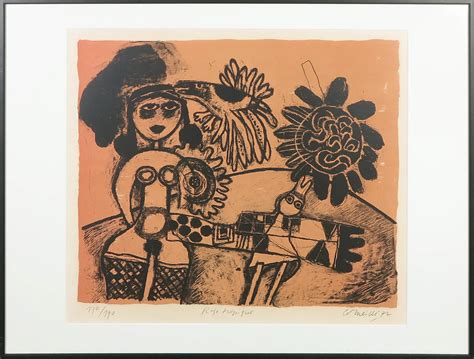 Corneille Litho Rose Tropique Ingelijst Verkocht Kunstveiling Nl