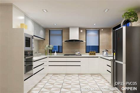 Modern White High Gloss Pvc Kitchen Cabinet Op Pvc