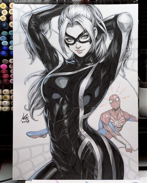 Spider Man Black Cat And Felicia Hardy Marvel And 2 More Drawn By