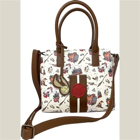 Loungefly Harry Potter Hogwarts Tattoo Print Crossbody Satchel Handbag