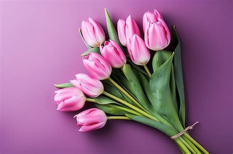 Premium Photo Beautiful Bunch Of Purple Tulips On White Background