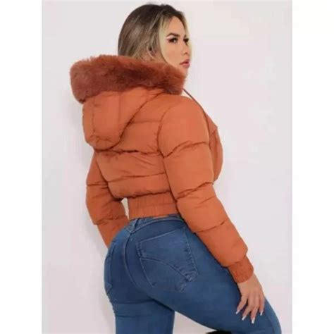 Jaqueta Peluciada Feminina Cropped Bobojaco Capuz Removivel Shopee Brasil