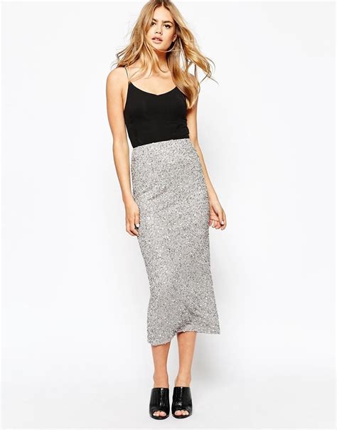 River Island Sequin Maxi Skirt At Asos Maxi Sequin Skirt Sequin