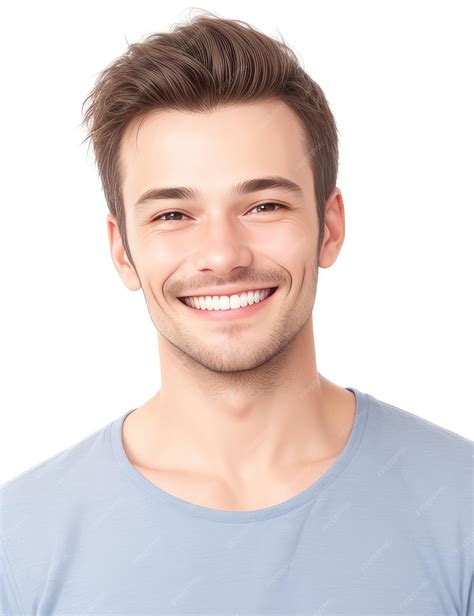 Portrait Of Handsome Smiling Man Wearing A Tshirt Isolated On White